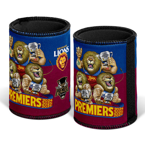PREORDER - Brisbane Lions 2026 Premiers Caricature Baseless Can Cooler PH1
