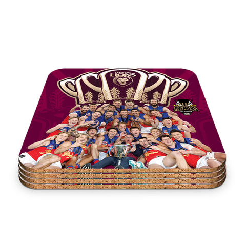 PREORDER - Brisbane Lions 2026 Premiers Team Image Coasters 4 Pack PH2