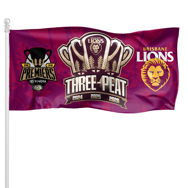 PREORDER - Brisbane Lions 2026 Premiers Logo Pole Flag PH2