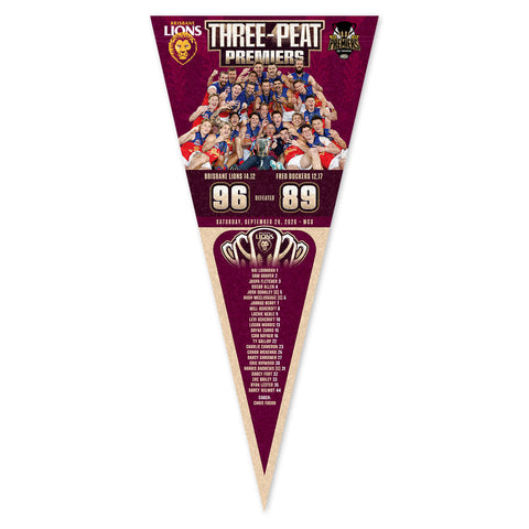 PREORDER - Brisbane Lions 2026 Premiers Team Image Pennant PH2