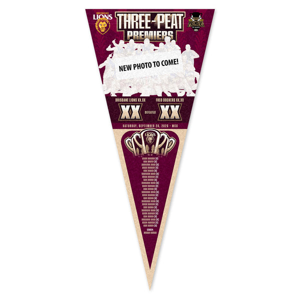 PREORDER - Brisbane Lions 2026 Premiers Team Image Pennant PH2