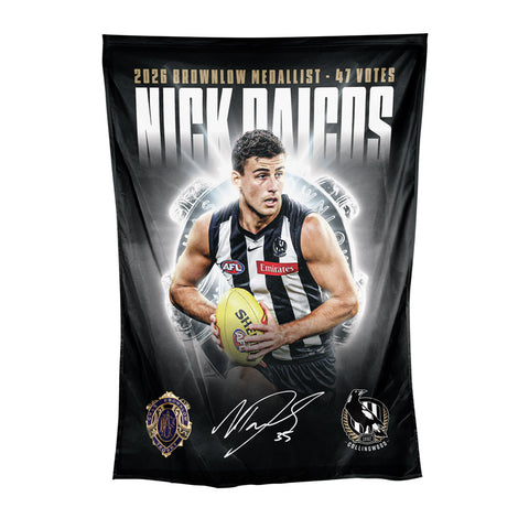 PREORDER - Collingwood Magpies Nick Daicos 2026 Brownlow Medal Wall Flag