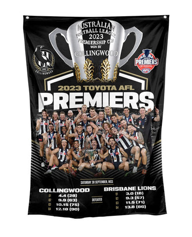 Collingwood Magpies 2023 Premiers Image Wall Cape Flag PH2