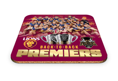 PREORDER - Brisbane Lions 2025 Premiers Team Image Coasters 4 Pack PH2