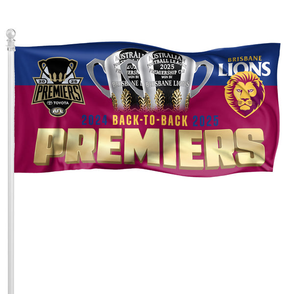PREORDER - Brisbane Lions 2025 Premiers Pole Flag PH2