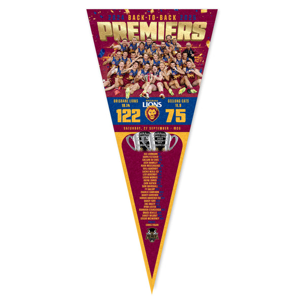 Brisbane Lions 2025 Premiers Team Image Pennant PH2