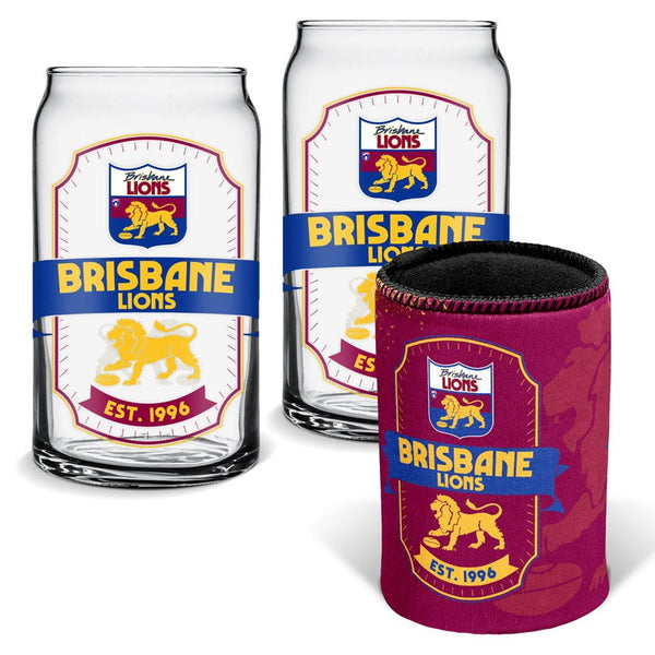 Brisbane Lions Can Glasses and Can Cooler