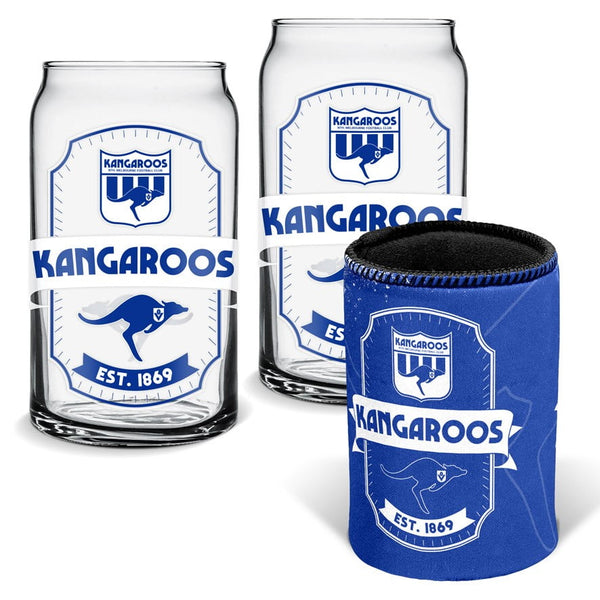 North Melbourne Kangaroos Can Glasses and Can Cooler
