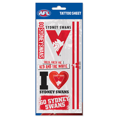 Sydney Swans Footy Tattoo Sheet