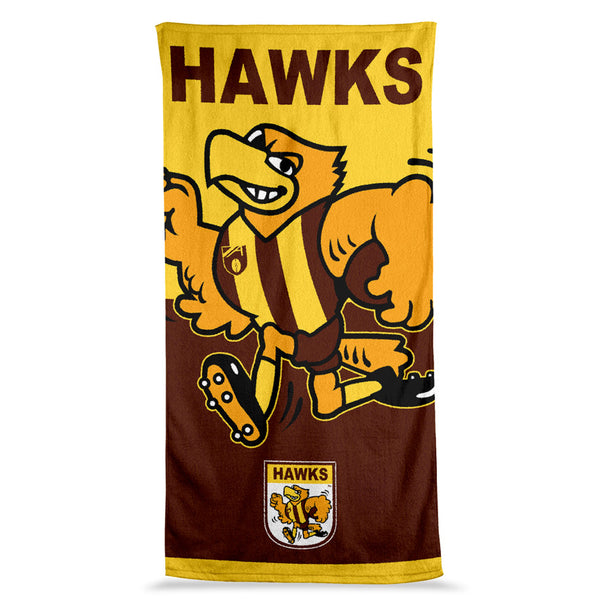 Hawthorn Hawks Mascot Jumbo Beach Bath Towel