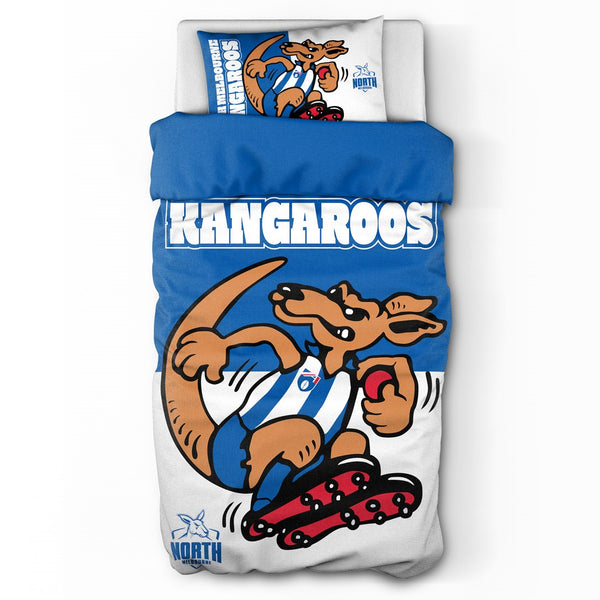 North Melbourne Kangaroos Mascot Single Quilt Doona Duvet Cover Pillowcase Set