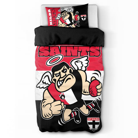 St Kilda Saints Mascot Single Quilt Doona Duvet Cover Pillowcase Set