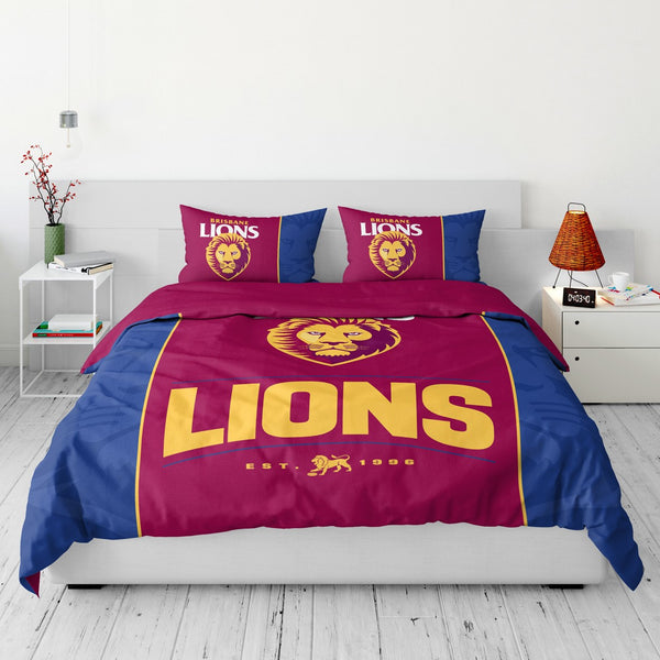Brisbane Lions Quilt Doona Duvet Cover Pillowcase Set