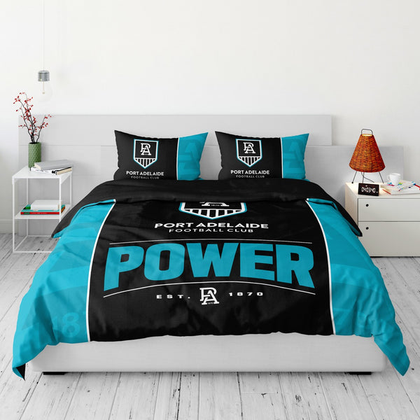 Port Adelaide Power Quilt Doona Duvet Cover Pillowcase Set
