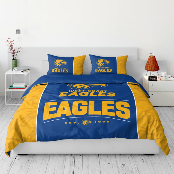 West Coast Eagles Quilt Doona Duvet Cover Pillowcase Set