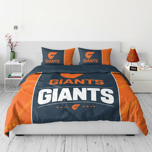 Greater Western Sydney GWS Giants Quilt Doona Duvet Cover Pillowcase Set