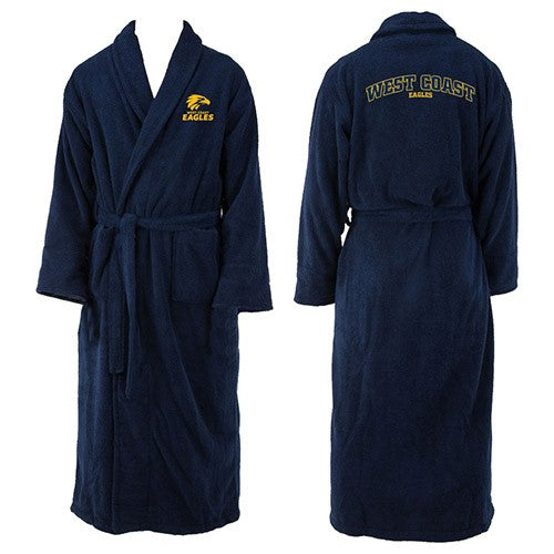 West Coast Eagles Mens Adults Long Sleeve Robe Dressing Gown