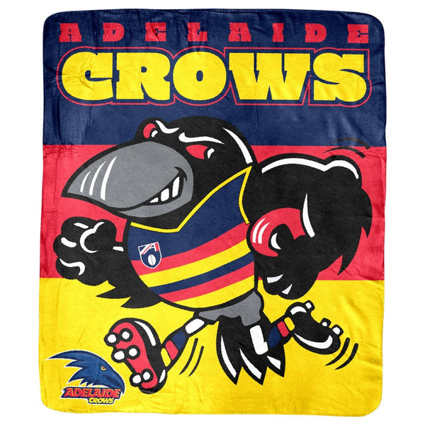 Adelaide Crows Retro Mascot Coral Fleece Throw Rug