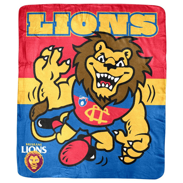 Brisbane Lions Retro Mascot Coral Fleece Throw Rug