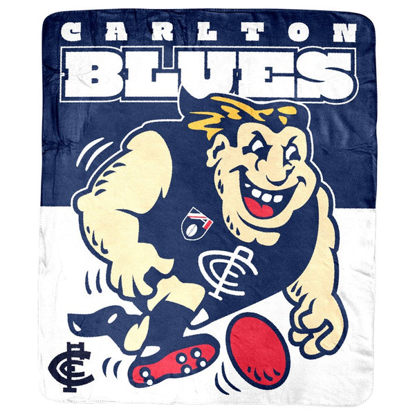 Carlton Blues Retro Mascot Coral Fleece Throw Rug