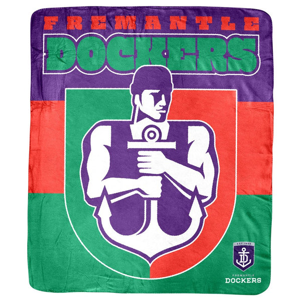 Fremantle Dockers Retro Mascot Coral Fleece Throw Rug