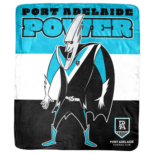 Port Adelaide Power Retro Mascot Coral Fleece Throw Rug