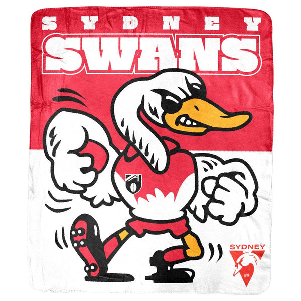 Sydney Swans Retro Mascot Coral Fleece Throw Rug
