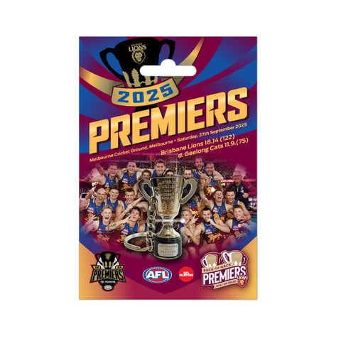 PREORDER - Brisbane Lions 2025 Premiers Premiership 3D Trophy Keyring