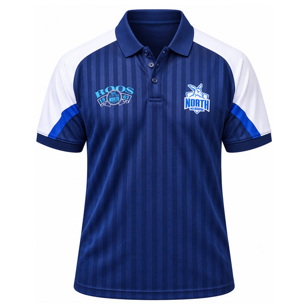 North Melbourne Kangaroos AFL Mens Shaped Panel Poly Polo Shirt