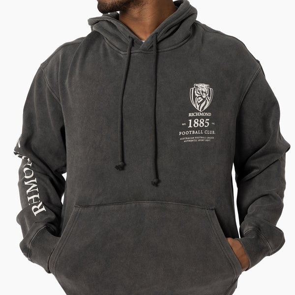 Richmond Tigers Mens Adults Acid Wash Hoodie