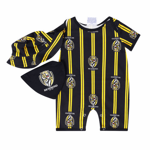 Richmond Tigers AFL Baby 3-Piece Gift Set - Romper, Hat & Dribble Bib