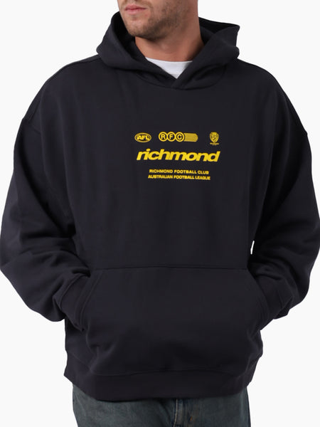 Richmond Tigers Mens Lifestyle Box Fit Washed Black Hoodie