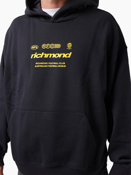 Richmond Tigers Mens Lifestyle Box Fit Washed Black Hoodie