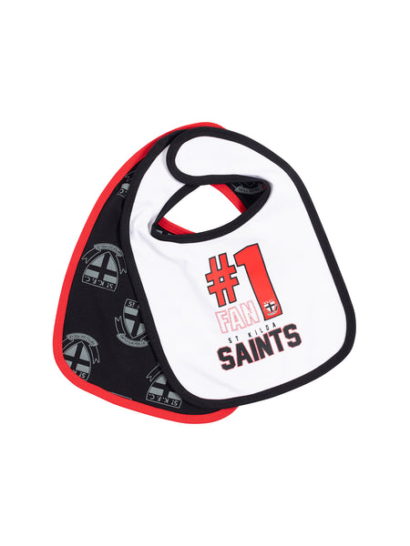 St Kilda Saints Babies Infants 2 Pack Bib Set