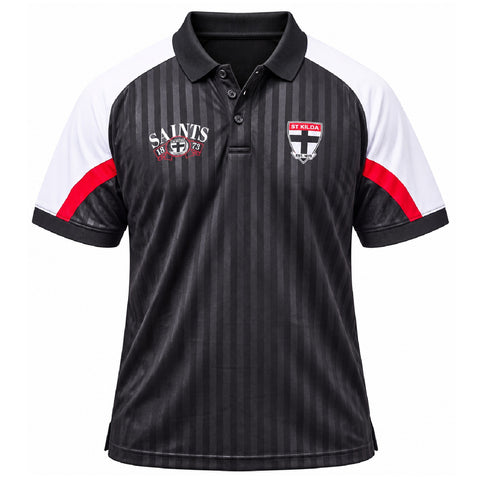 St Kilda Saints AFL Mens Shaped Panel Poly Polo Shirt