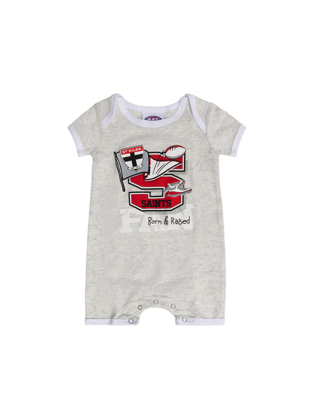 St Kilda Saints Baby Infants Footy Fan Romper Bib Booties Gift Set
