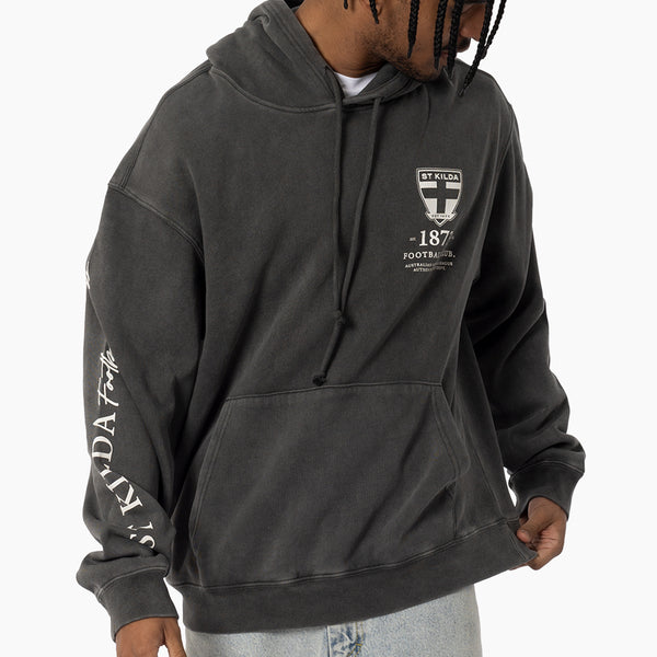 St Kilda Saints Mens Adults Acid Wash Hoodie