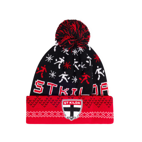 St Kilda Saints Mens Adults Pom Pom Ugly Beanie