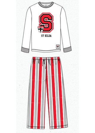 St Kilda Saints AFL Youth Team Pyjamas 2-Piece PJ Set - Long Sleeve Tee and Pants