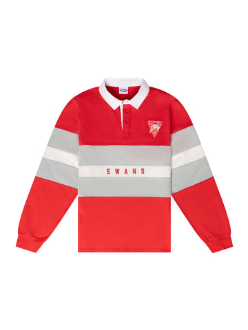 Sydney Swans Mens Adults Paneled Rugby Top Polo