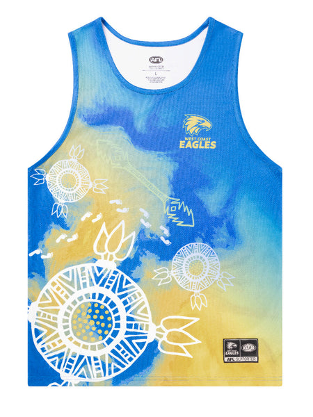 West Coast Eagles Mens Adults Indigenous Training Singlet