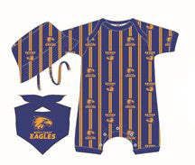 West Coast Eagles AFL Baby 3-Piece Gift Set - Romper, Hat & Dribble Bib