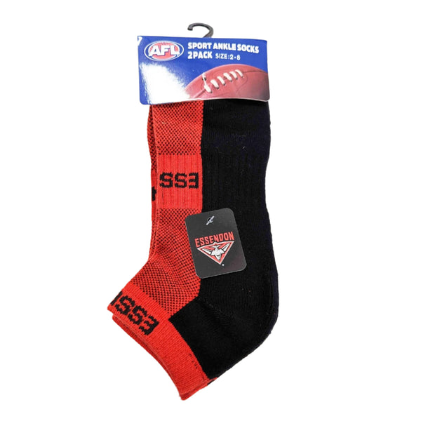 Essendon Bombers High Performance Sport Ankle Socks 2pk