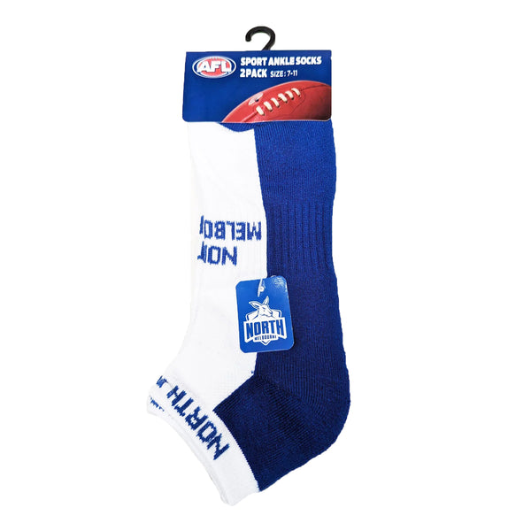 North Melbourne Kangaroos High Performance Sport Ankle Socks 2pk