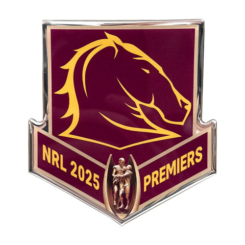 PREORDER - Brisbane Broncos NRL 2025 Premiers Premium Chrome Logo Decal Sticker