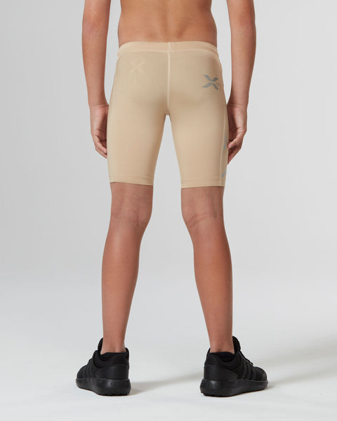 2XU Core Boys Youth Compression Shorts Beige Beige