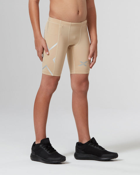 2XU Core Boys Youth Compression Shorts Beige Beige