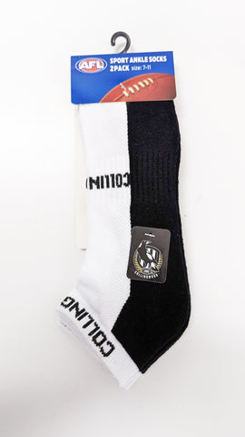 Collingwood Magpies High Performance Sport Ankle Socks 2pk
