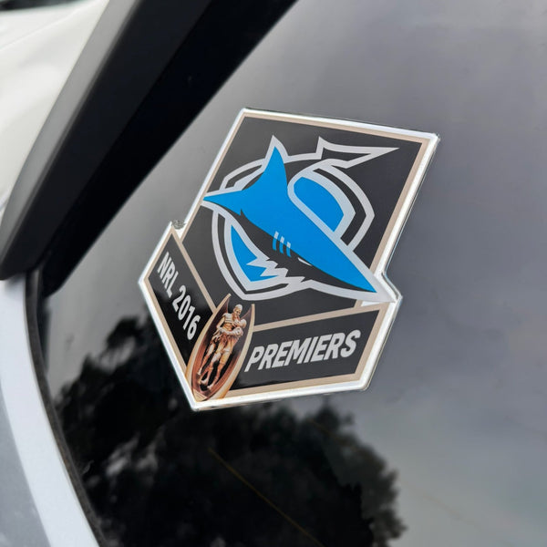 Cronulla Sharks NRL 2016 Premiership Chrome Logo Decal Sticker