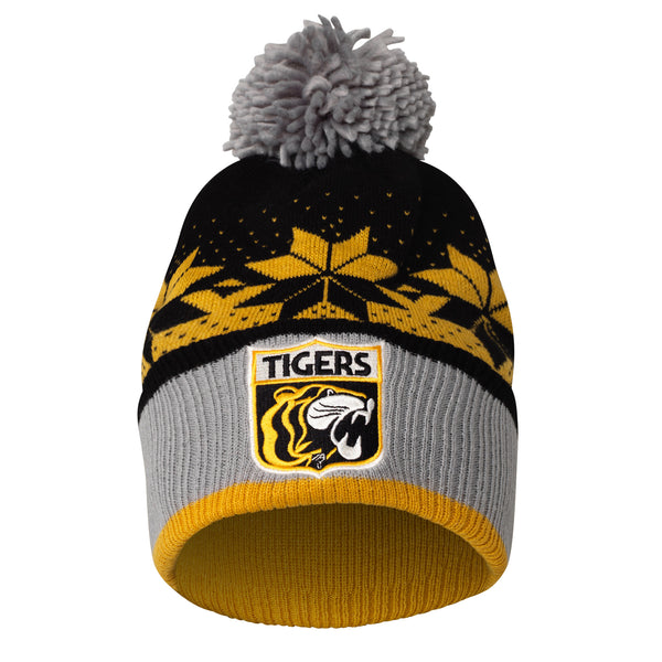 Richmond Tigers AFL Adults Mens Winter Pom Pom Retro Beanie